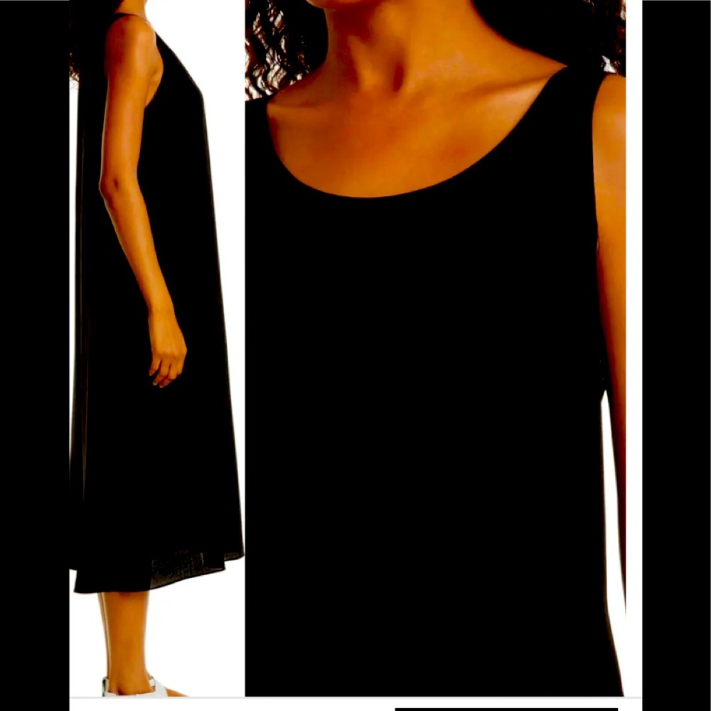 XL 100% Silk  Medi Tank dress Eileen Fisher Black